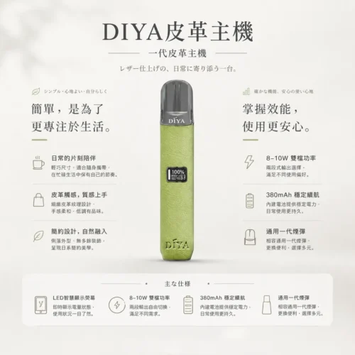 ChatGPT-Image-2026年8月21日-上午02_29_08.webp DIYA叮啞一代通用皮革主機 8W-10W雙檔功率切換 內建LED顯示螢幕 380mAh續航 台灣現貨