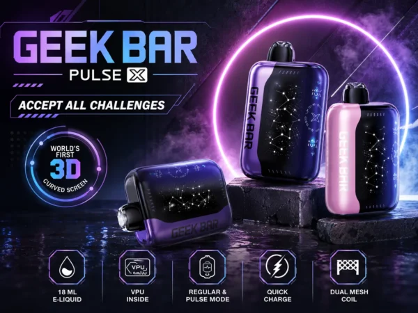 【買5贈1】GEEK BAR Pulse X星空系列 25000口拋棄式電子煙 首創3D曲面全螢幕視覺旗艦定位 台灣現貨