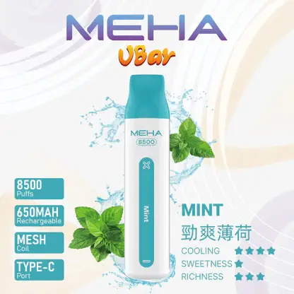 MEHA VBar 魅嗨小白條 8500口拋棄式電子煙 Mesh網綿芯 3%尼古丁鹽 Type-C 快充 台灣現貨