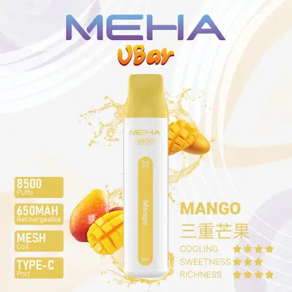 MEHA VBar 魅嗨小白條 8500口拋棄式電子煙 Mesh網綿芯 3%尼古丁鹽 Type-C 快充 台灣現貨