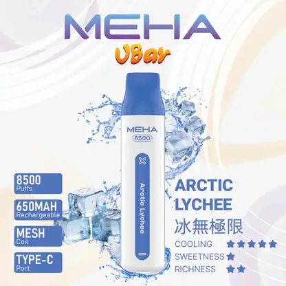 MEHA VBar 魅嗨小白條 8500口拋棄式電子煙 Mesh網綿芯 3%尼古丁鹽 Type-C 快充 台灣現貨