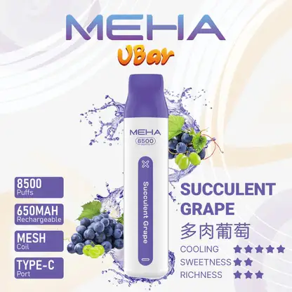 MEHA VBar 魅嗨小白條 8500口拋棄式電子煙 Mesh網綿芯 3%尼古丁鹽 Type-C 快充 台灣現貨