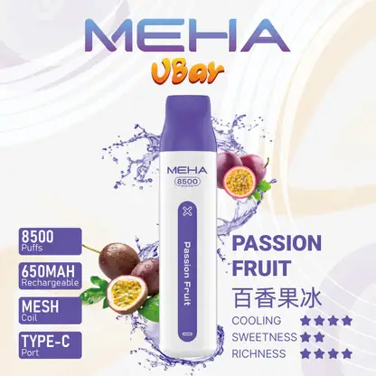 MEHA VBar 魅嗨小白條 8500口拋棄式電子煙 Mesh網綿芯 3%尼古丁鹽 Type-C 快充 台灣現貨