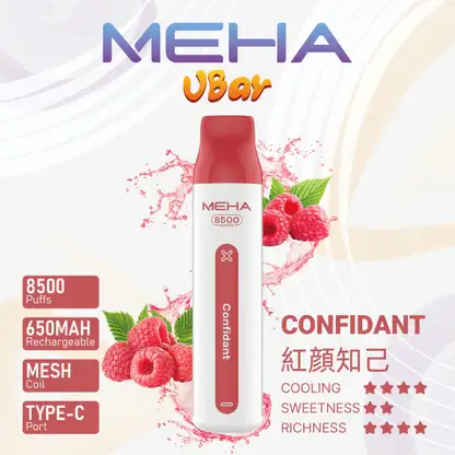 MEHA VBar 魅嗨小白條 8500口拋棄式電子煙 Mesh網綿芯 3%尼古丁鹽 Type-C 快充 台灣現貨