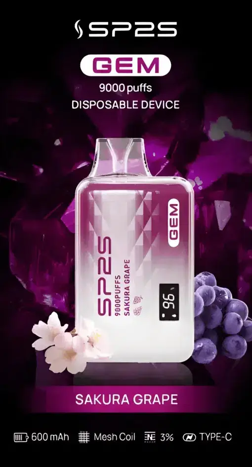 SP2S思博瑞GEM 9000口拋棄式電子煙 巨量裝煙油續航天花板 透明水晶質感定位 台灣現貨